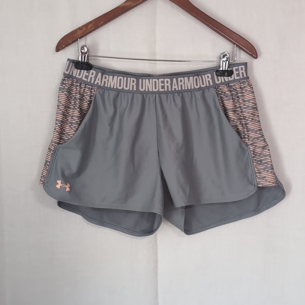 Under Armour Grey Orange Running Shorts Size Large